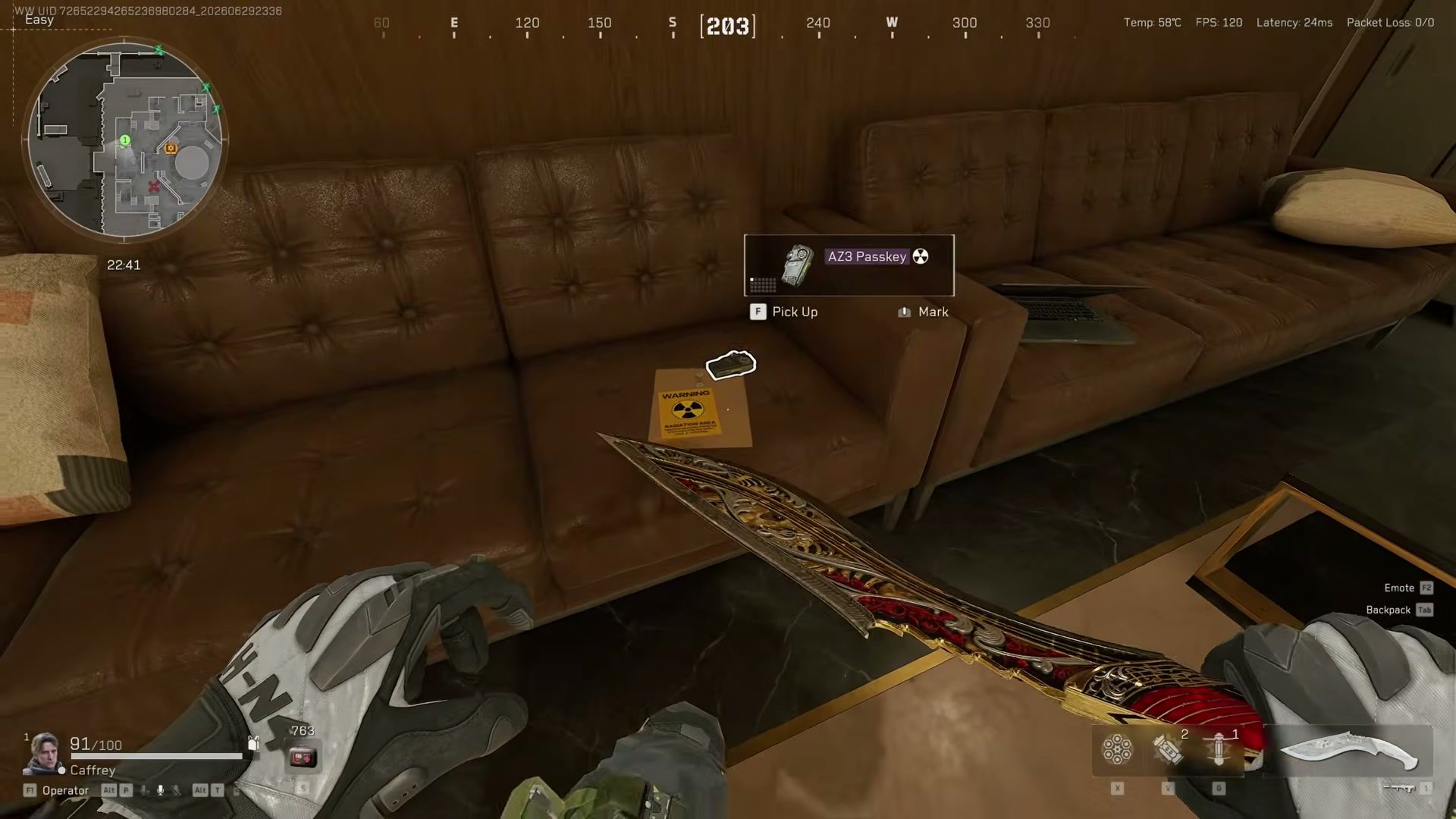 Delta Force AZ-3 Passkey scanner on sofa purple rarity